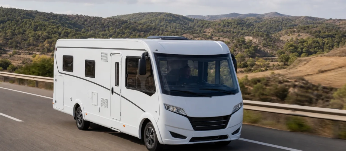 Autocaravana circulando de forma segura por una autovía española