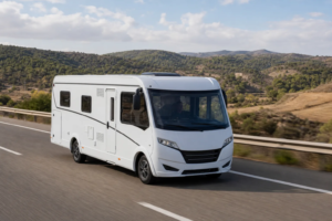Autocaravana circulando de forma segura por una autovía española